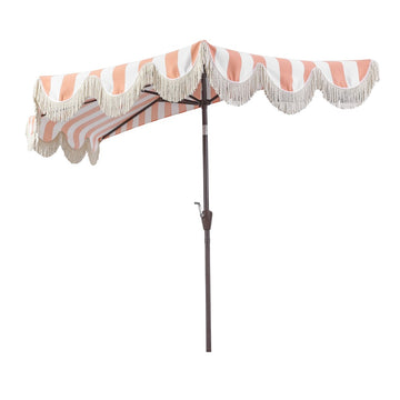 Beverly 9 ft. Designer Classic Scalloped Fringe Half Market Patio Umbrella